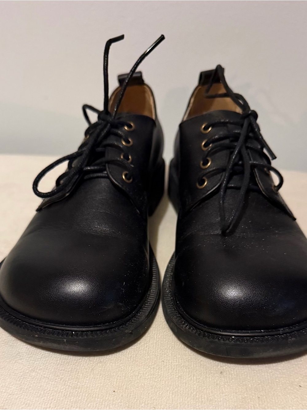 Retro Black Lace-Up Women's Oxford Shoes